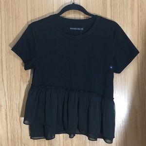 Abercrombie & Fitch Black Ruffle Crop Top